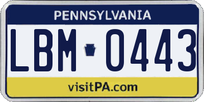 PA license plate LBM0443