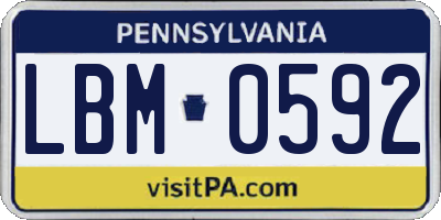 PA license plate LBM0592