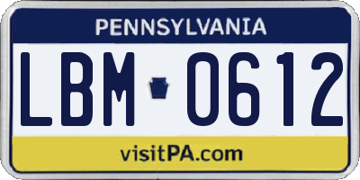 PA license plate LBM0612
