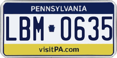 PA license plate LBM0635
