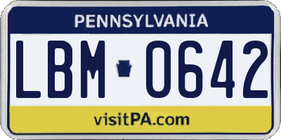 PA license plate LBM0642