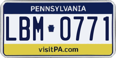 PA license plate LBM0771