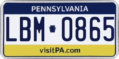 PA license plate LBM0865