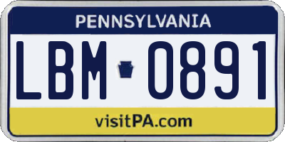 PA license plate LBM0891