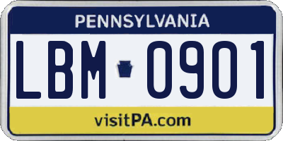 PA license plate LBM0901