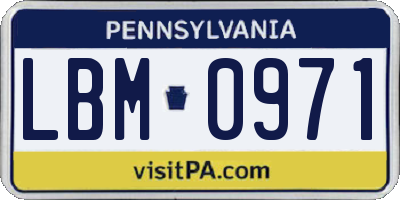 PA license plate LBM0971