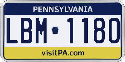 PA license plate LBM1180