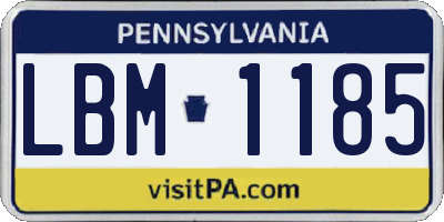 PA license plate LBM1185