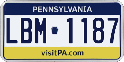 PA license plate LBM1187