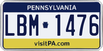 PA license plate LBM1476