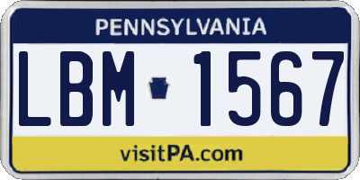 PA license plate LBM1567