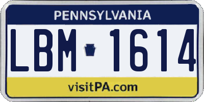 PA license plate LBM1614