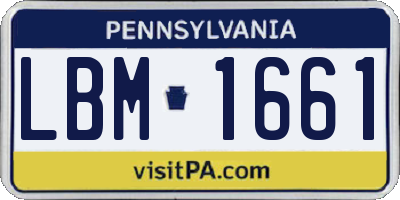 PA license plate LBM1661