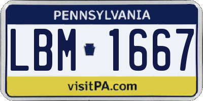 PA license plate LBM1667