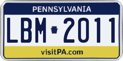 PA license plate LBM2011