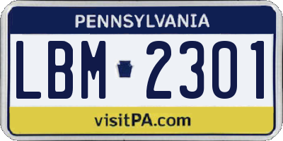 PA license plate LBM2301