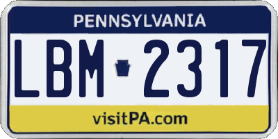 PA license plate LBM2317