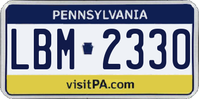 PA license plate LBM2330