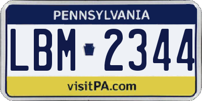 PA license plate LBM2344