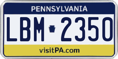 PA license plate LBM2350