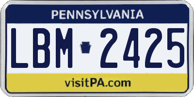 PA license plate LBM2425