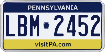 PA license plate LBM2452