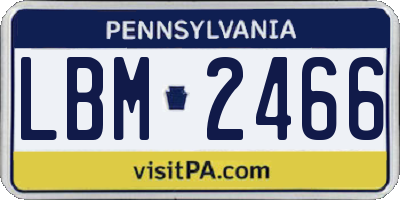 PA license plate LBM2466