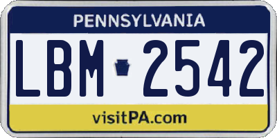 PA license plate LBM2542