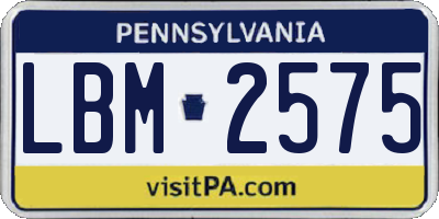 PA license plate LBM2575