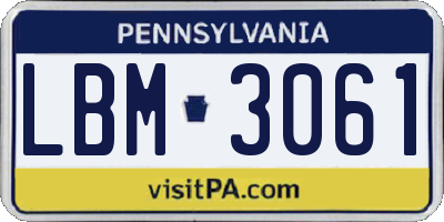PA license plate LBM3061