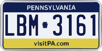 PA license plate LBM3161