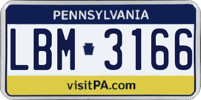 PA license plate LBM3166