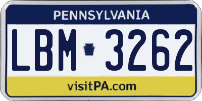 PA license plate LBM3262
