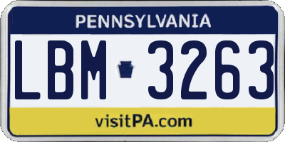 PA license plate LBM3263