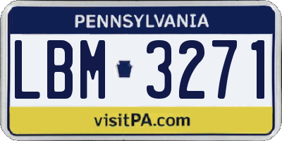 PA license plate LBM3271