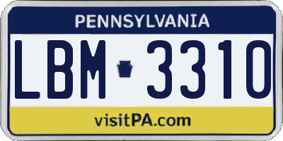 PA license plate LBM3310