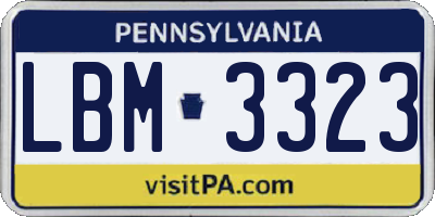 PA license plate LBM3323