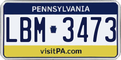 PA license plate LBM3473