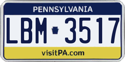 PA license plate LBM3517