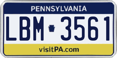 PA license plate LBM3561