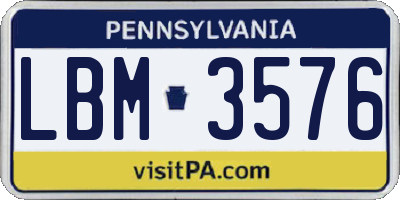 PA license plate LBM3576