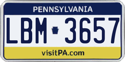 PA license plate LBM3657