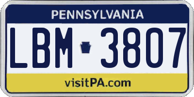 PA license plate LBM3807
