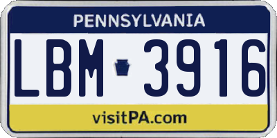 PA license plate LBM3916