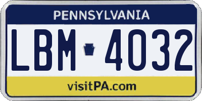 PA license plate LBM4032