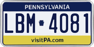 PA license plate LBM4081