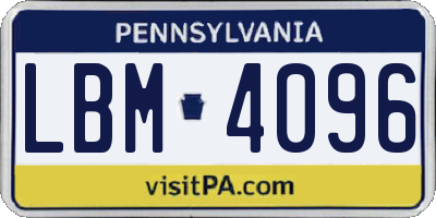 PA license plate LBM4096
