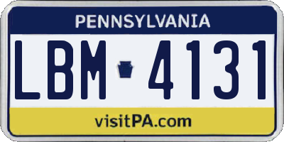 PA license plate LBM4131