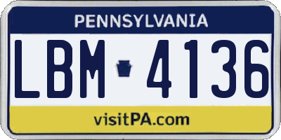 PA license plate LBM4136