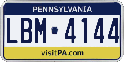PA license plate LBM4144